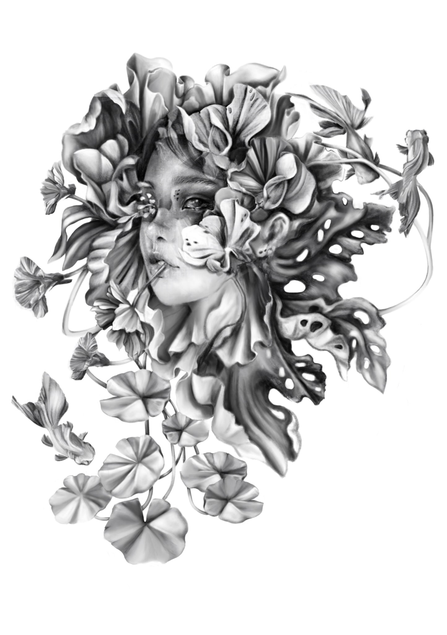 Bloom Portrait Illustration A3 Print