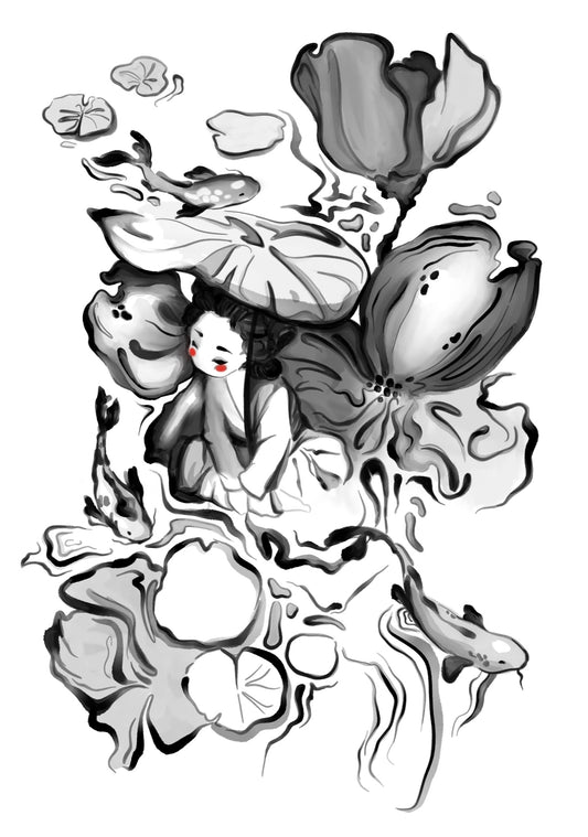 Waiting By The Waterlilies A3 Print